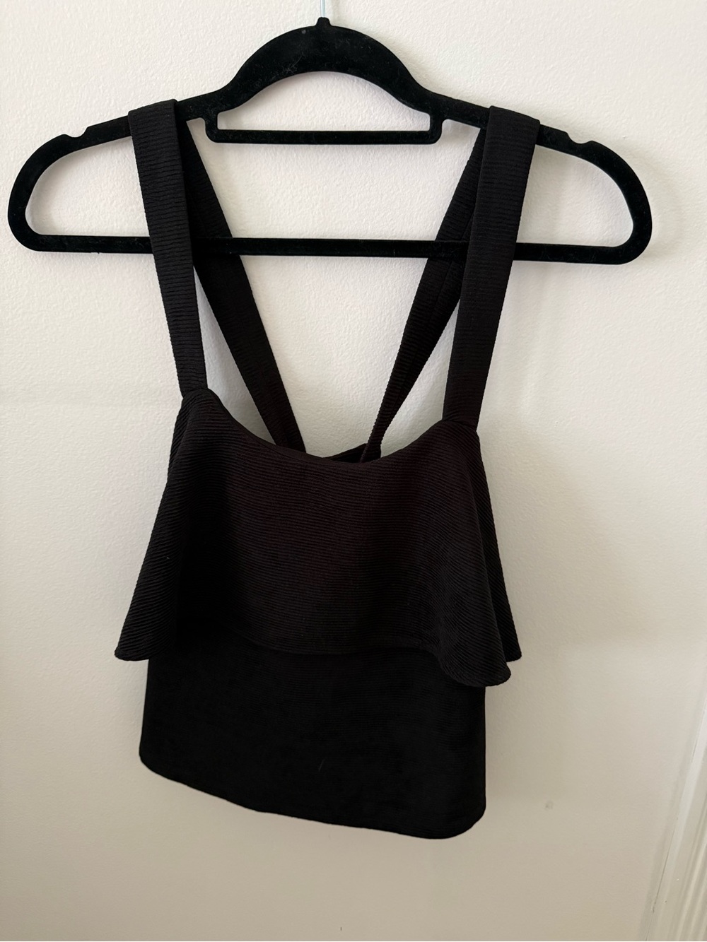 Madewell Black Ruffled Crop Top - Texture & Thread Tiered Tank